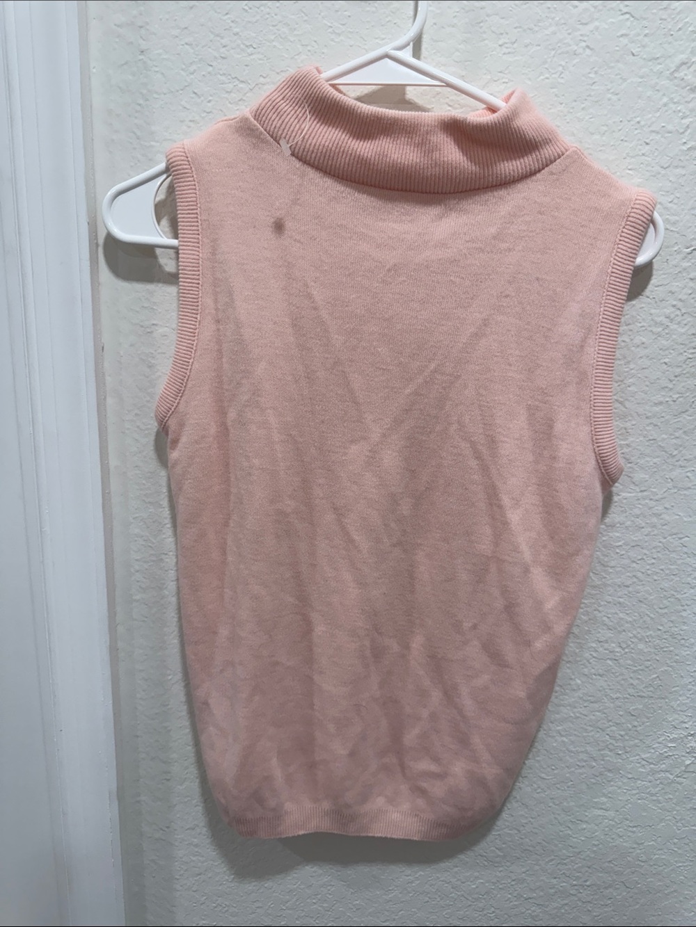 Vintage Blush Pink Sleeveless Cowl Turtleneck Sweater